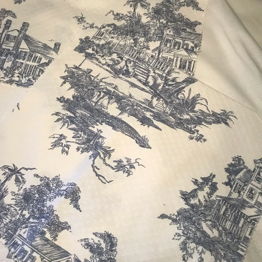 Classic Delft Blue Toile Cotton Home Accent Fabric  4 Blocks
